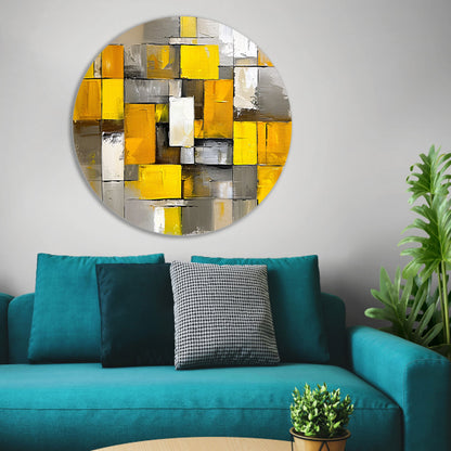Abstracte kleurrijke rechthoeken in moderne stijl aluminium muurcirkel