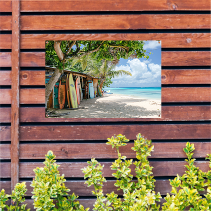 Eclectische Surfshop aan het Tropische Strand tuinposter