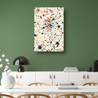 Abstract bloemenzee met Kleurrijk verfspatten canvas