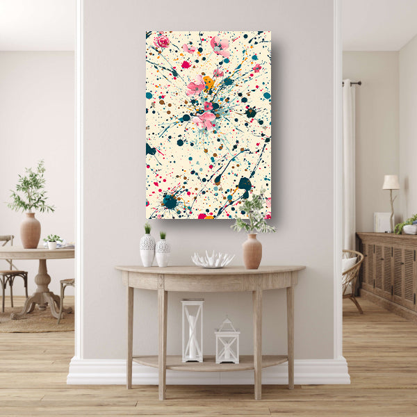 Abstract bloemenzee met Kleurrijk verfspatten canvas
