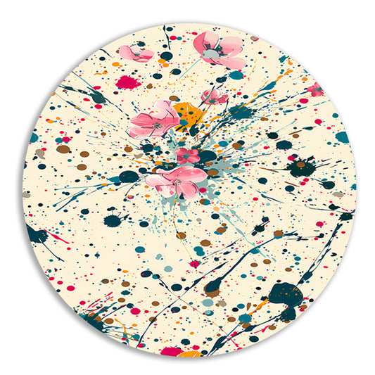 Abstract bloemenzee met Kleurrijk verfspatten aluminium muurcirkel