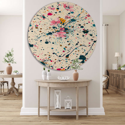 Abstract bloemenzee met Kleurrijk verfspatten forex muurcirkel