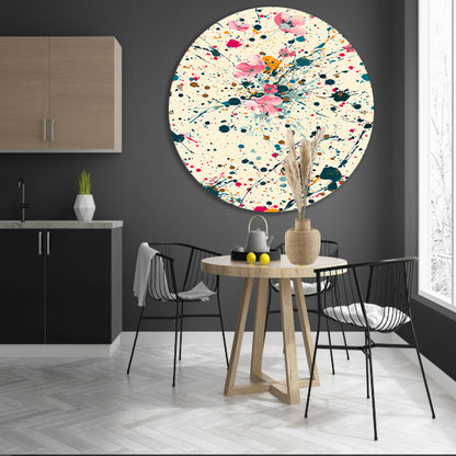 Abstract bloemenzee met Kleurrijk verfspatten forex muurcirkel