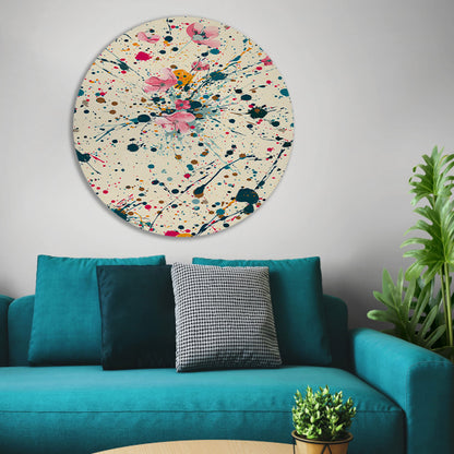 Abstract bloemenzee met Kleurrijk verfspatten forex muurcirkel