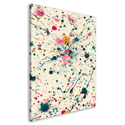 Abstract bloemenzee met Kleurrijk verfspatten canvas