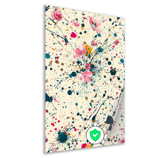 Abstract bloemenzee met Kleurrijk verfspatten poster