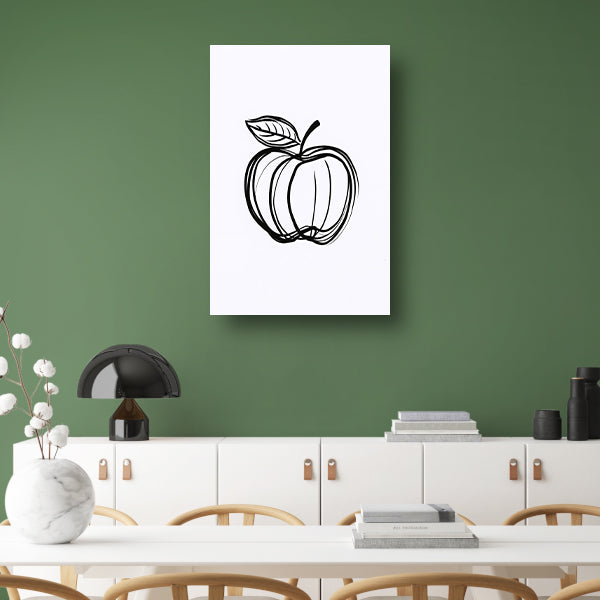 Zwart-witte appel lijntekening minimalisme poster