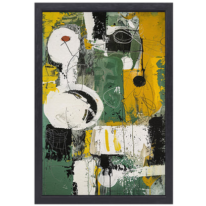 Abstract dynamisch schilderij met levendige kleuren canvas met baklijst