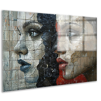 Twee Gezichten Verdeeld door Kleur en Textuur acrylglas