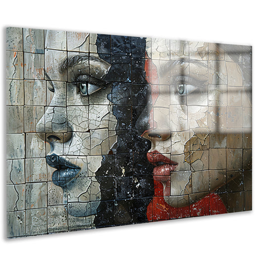 Twee Gezichten Verdeeld door Kleur en Textuur acrylglas
