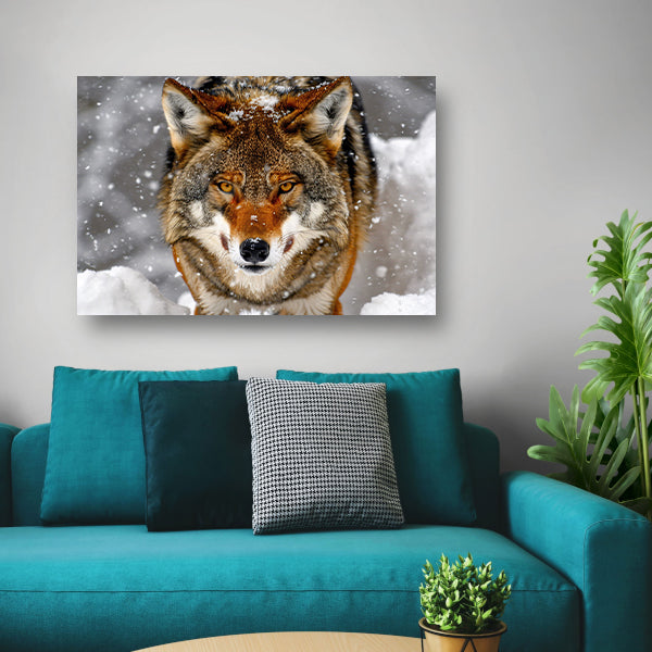 Close-up van een Wolf in de Sneeuw canvas