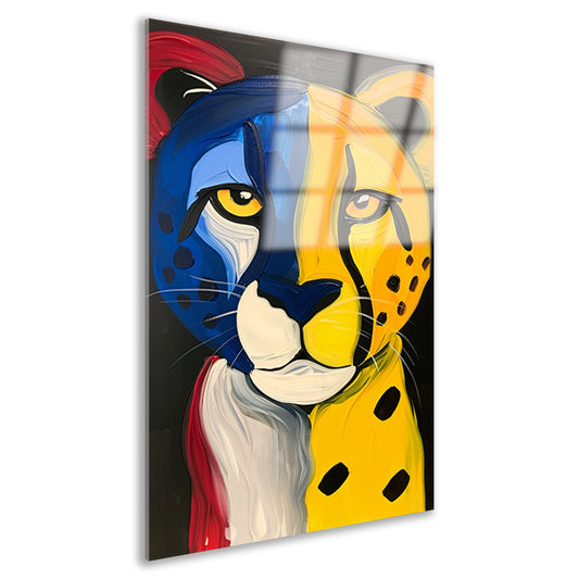 Kleurrijke abstracte cheeta in popart stijl acrylglas