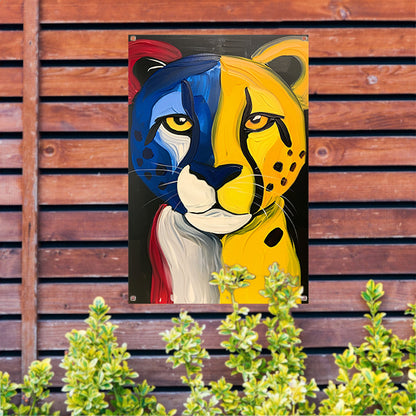 Kleurrijke abstracte cheeta in popart stijl tuinposter