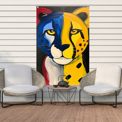 Kleurrijke abstracte cheeta in popart stijl tuinposter