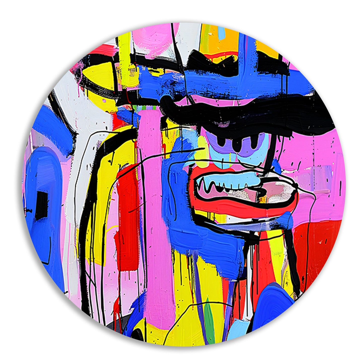 Abstract kleurrijk schilderij van figuur en kleuren forex muurcirkel