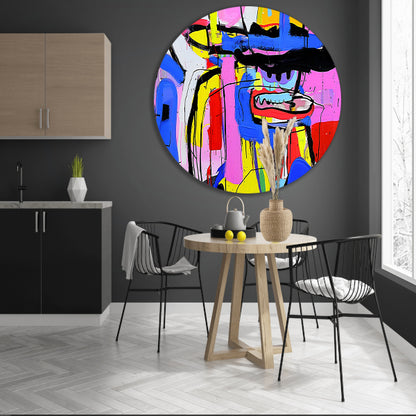 Abstract kleurrijk schilderij van figuur en kleuren forex muurcirkel