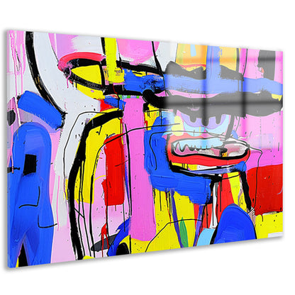 Abstract kleurrijk schilderij van figuur en kleuren acrylglas