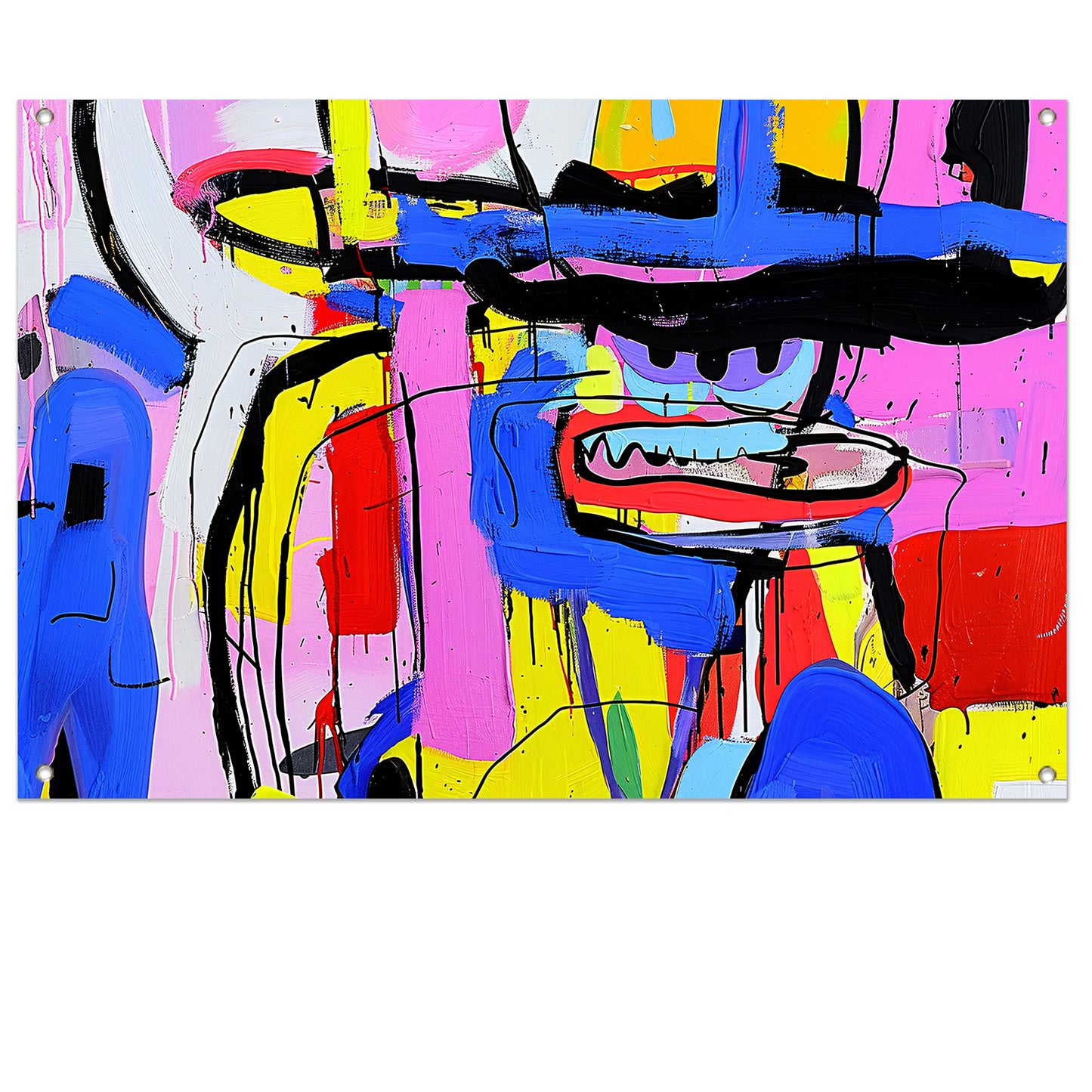 Abstract kleurrijk schilderij van figuur en kleuren tuinposter