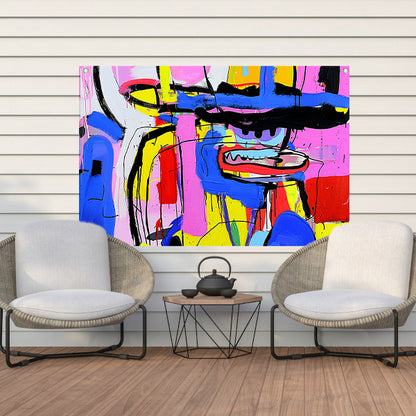 Abstract kleurrijk schilderij van figuur en kleuren tuinposter
