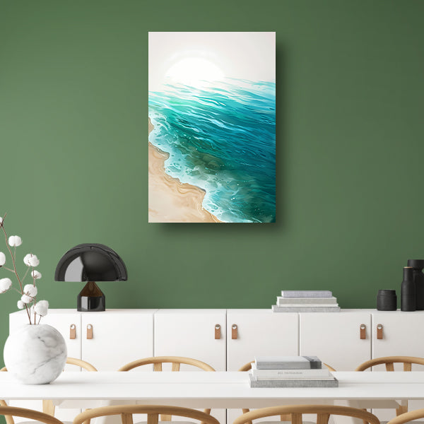 Minimalistisch schilderij van zee en strand canvas