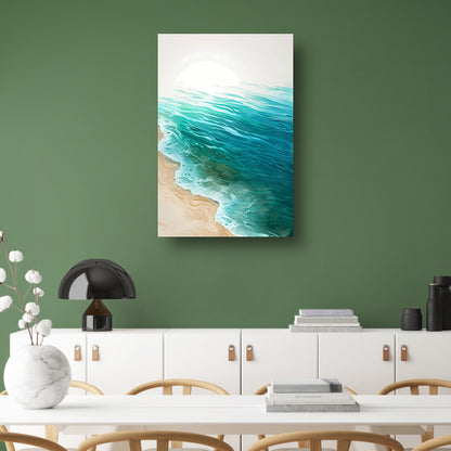 Minimalistisch schilderij van zee en strand canvas
