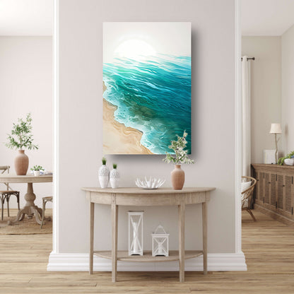 Minimalistisch schilderij van zee en strand canvas