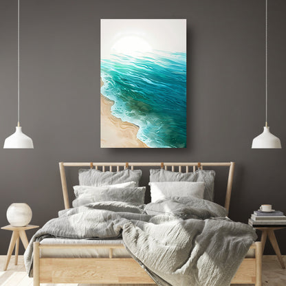 Minimalistisch schilderij van zee en strand canvas