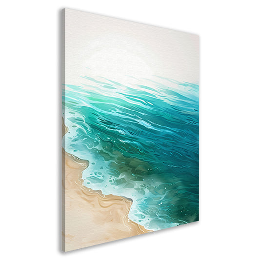 Minimalistisch schilderij van zee en strand canvas