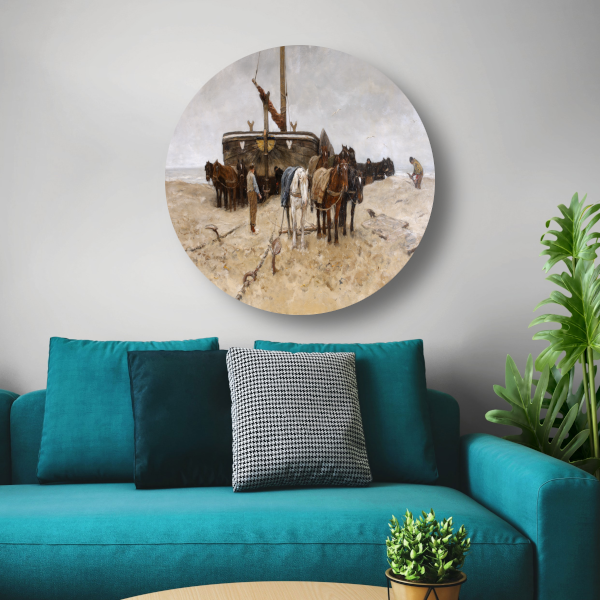 Bomschuit op het strand - Anton Mauve aluminium muurcirkel