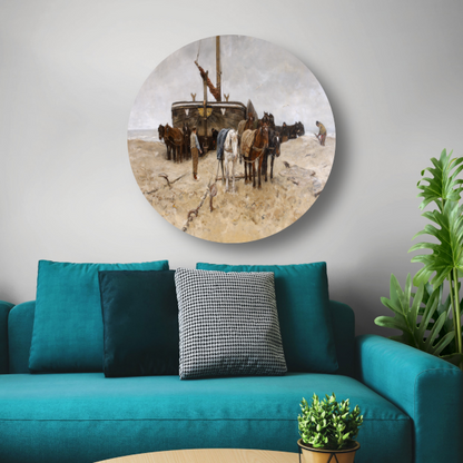 Bomschuit op het strand - Anton Mauve aluminium muurcirkel