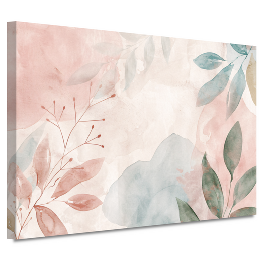 Abstract Aquarel Ontwerp met Bladeren en Bloemen canvas
