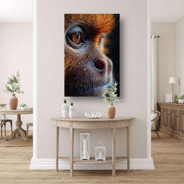 Detailrijk Oog in Oranje en Zwart canvas met baklijst