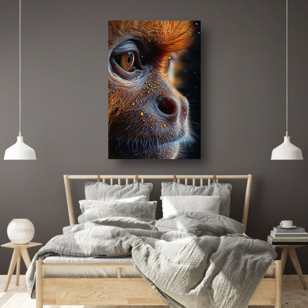 Detailrijk Oog in Oranje en Zwart canvas met baklijst