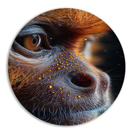 Detailrijk Oog in Oranje en Zwart aluminium muurcirkel
