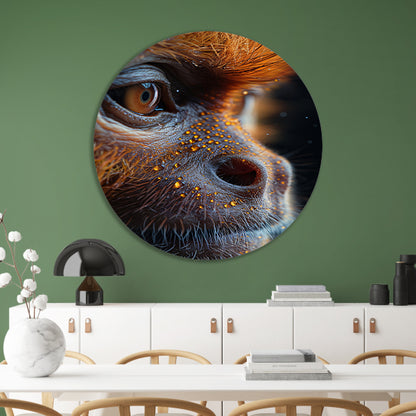 Detailrijk Oog in Oranje en Zwart aluminium muurcirkel