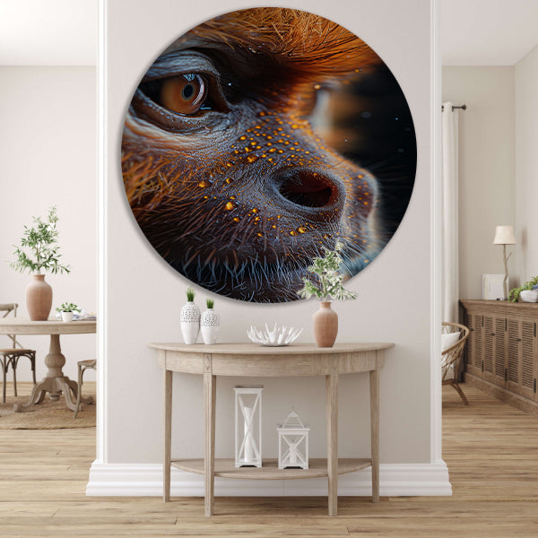 Detailrijk Oog in Oranje en Zwart aluminium muurcirkel
