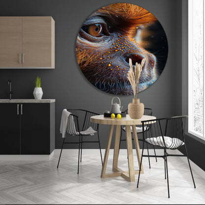Detailrijk Oog in Oranje en Zwart aluminium muurcirkel