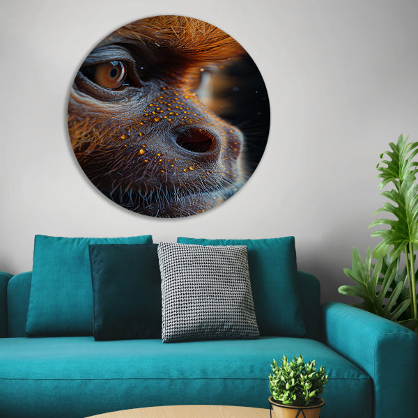 Detailrijk Oog in Oranje en Zwart aluminium muurcirkel