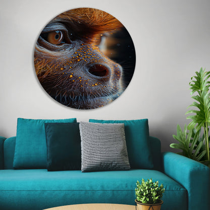 Detailrijk Oog in Oranje en Zwart aluminium muurcirkel