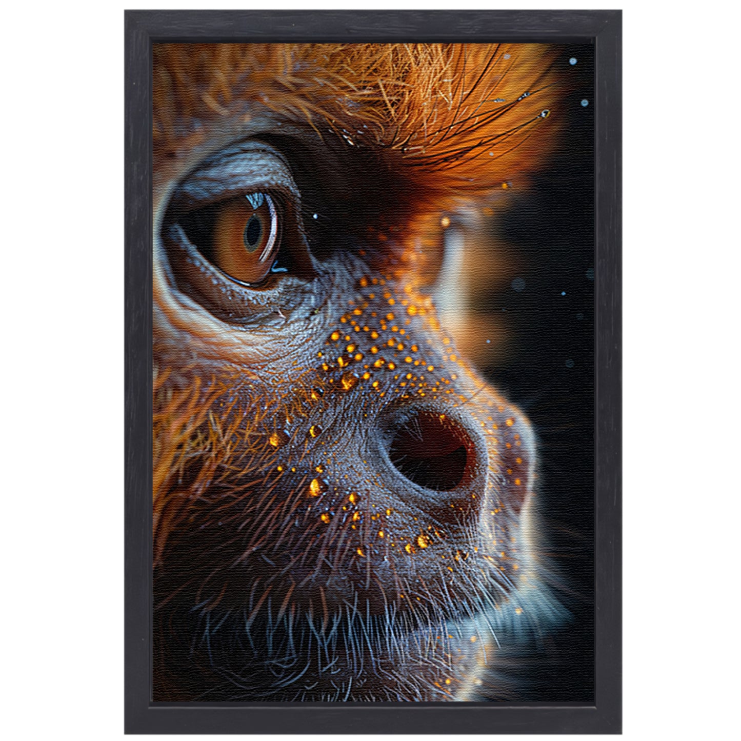 Detailrijk Oog in Oranje en Zwart canvas met baklijst