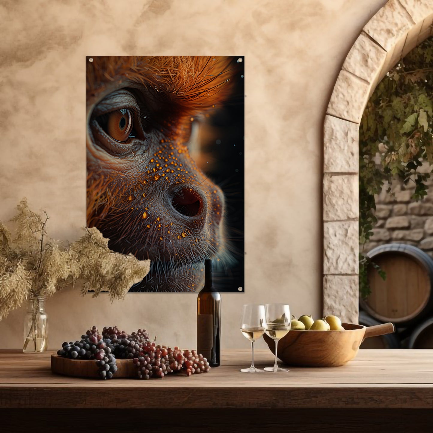 Detailrijk Oog in Oranje en Zwart tuinposter