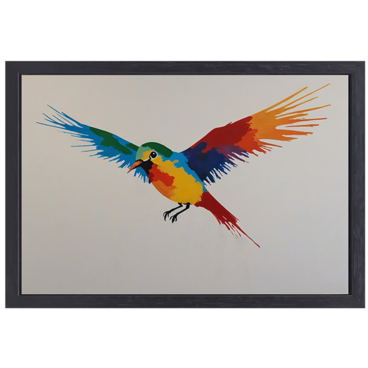 Kleurrijke Vlucht van een Abstracte Vogel canvas met baklijst