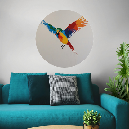 Kleurrijke Vlucht van een Abstracte Vogel forex muurcirkel
