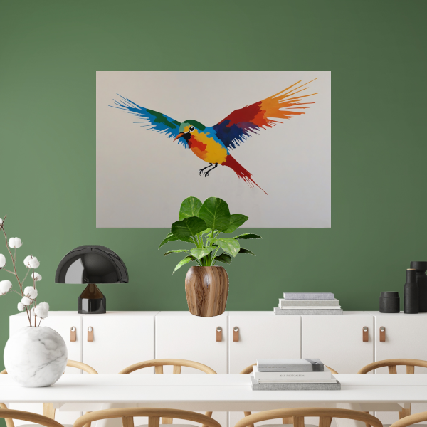 Kleurrijke Vlucht van een Abstracte Vogel poster