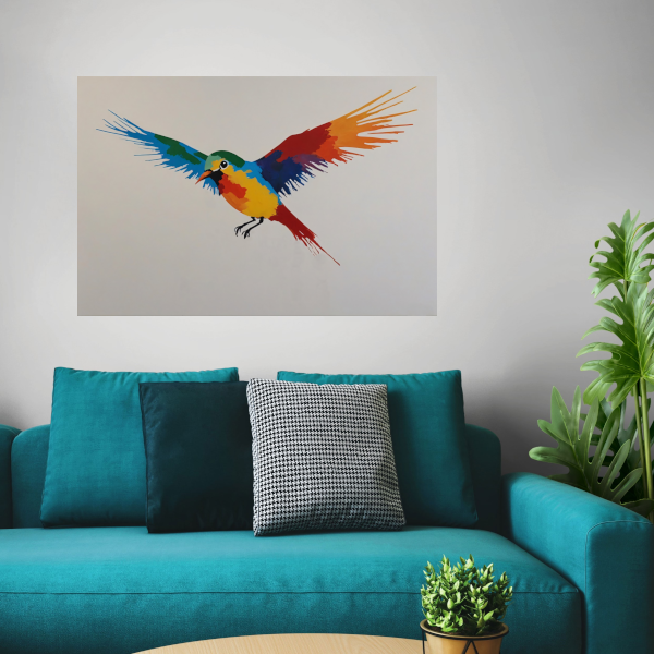 Kleurrijke Vlucht van een Abstracte Vogel poster