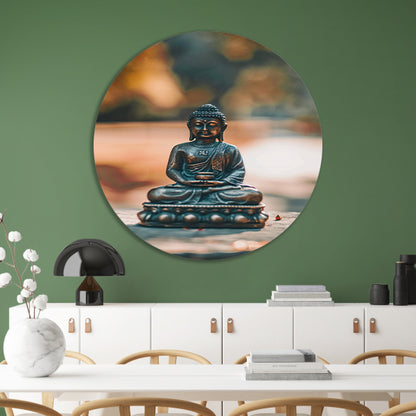 Rustige Boeddha in serene omgeving   forex muurcirkel