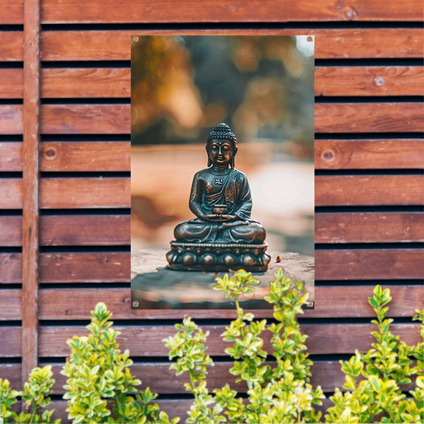 Rustige Boeddha in serene omgeving   tuinposter