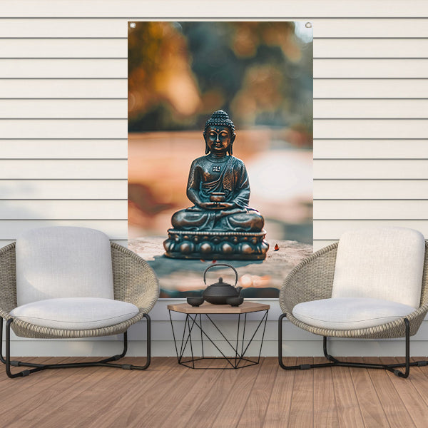 Rustige Boeddha in serene omgeving   tuinposter