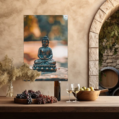 Rustige Boeddha in serene omgeving   tuinposter