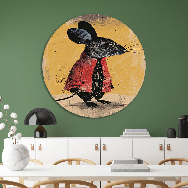 Modern muis in rood jasje met stropdas forex muurcirkel